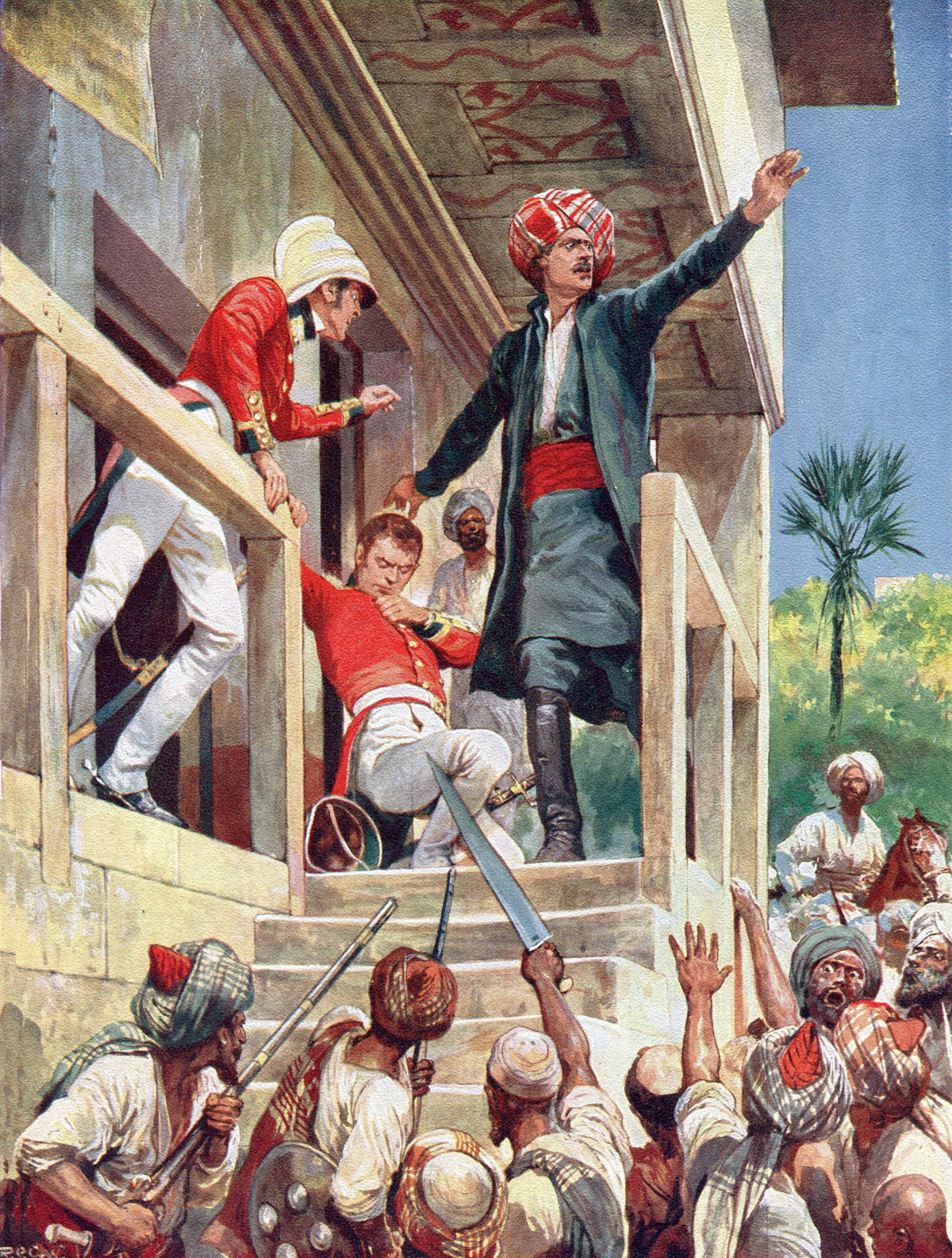 The Murder of Sir Alexander Burnes in Kabul: Battle of Kabul and Retreat to Gandamak 1842 during the First Afghan War: picture by Richard Caton Woodville: buy this picture