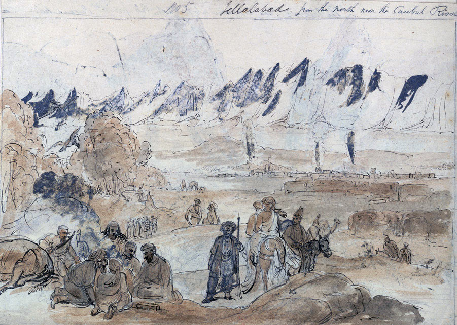 Jellalabad seen from the north by the Kabul River: Siege of Jellalabad from 12th November 1841 to 13th April 1842 during the First Afghan War