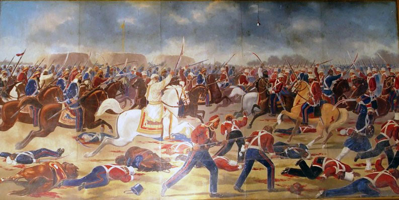 Shaam Singh Attari leading the last Sikh charge at the Battle of Sobraon on 10th February 1846 during the First Sikh War