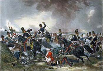 Attack of the British 3rd King's Own Light Dragoons at the Battle of Ferozeshah on 22nd December 1845 during the First Sikh War