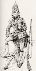 Dickens' character Joe Willet from Barnaby Rudge: illustration by Harry Furniss