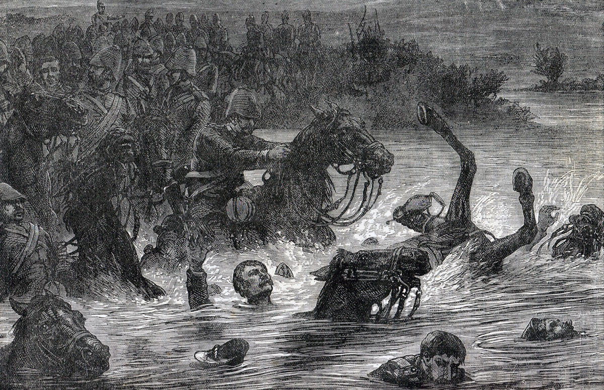 10th Royal Hussars in trouble in the Kabul River on 31st March 1879: Battle of Futtehabad on 2nd April 1879 in the Second Afghan War