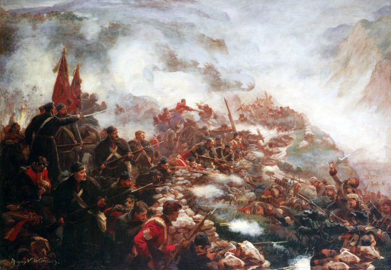 21st Royal North British Fusiliers defending the Barrier at the Battle of Inkerman on 5th November 1854 in the Crimean War: picture by Marjorie Weatherstone