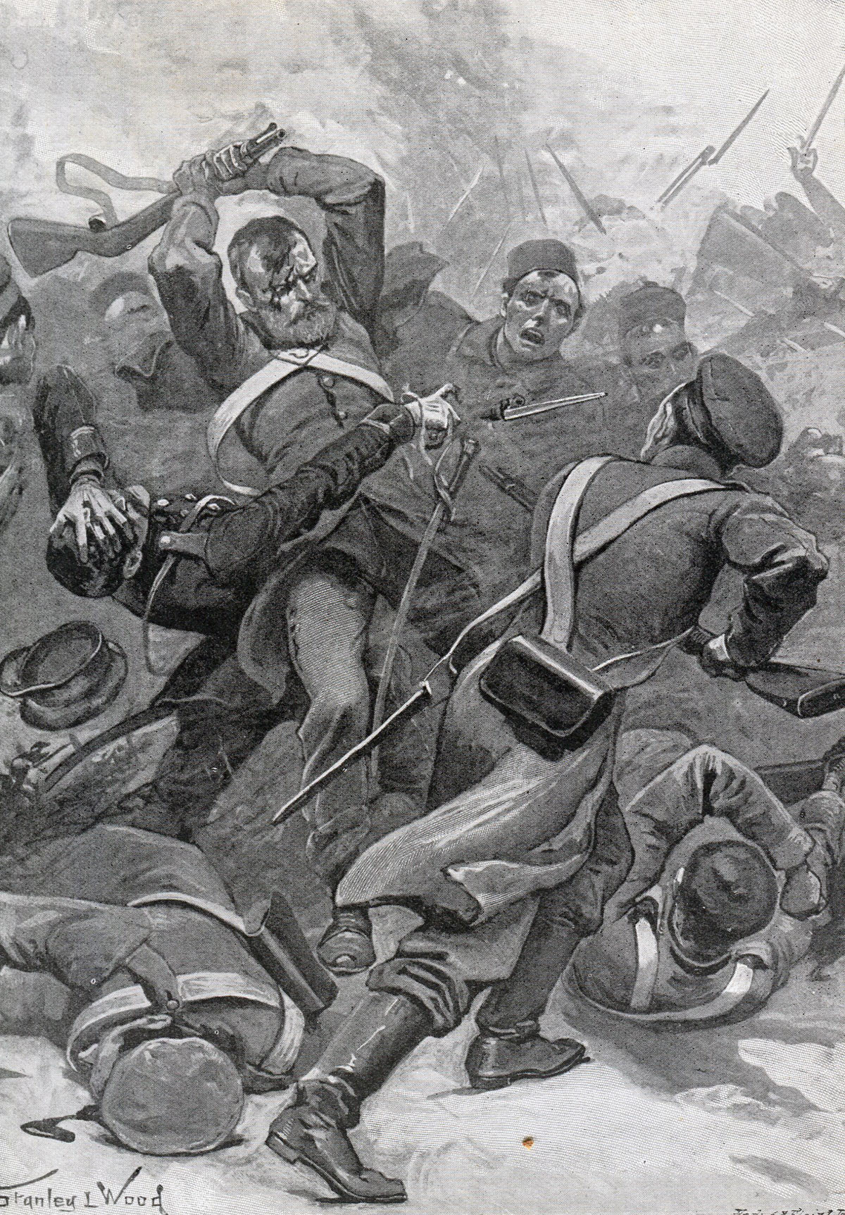 55th Regiment attacking the Russian infantry at the Battle of Inkerman on 5th November 1854 in the Crimean War: picture by Stanley Wood