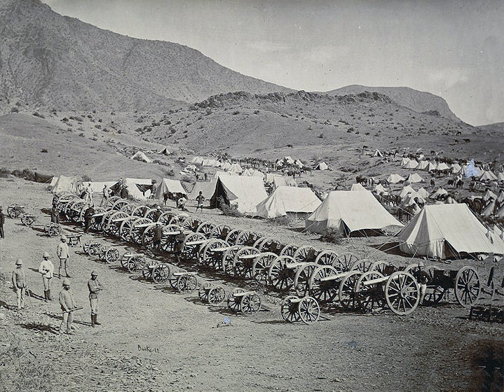 24 captured Afghan guns after the Battle of Ali Masjid on 21st November 1878 in the Second Afghan War