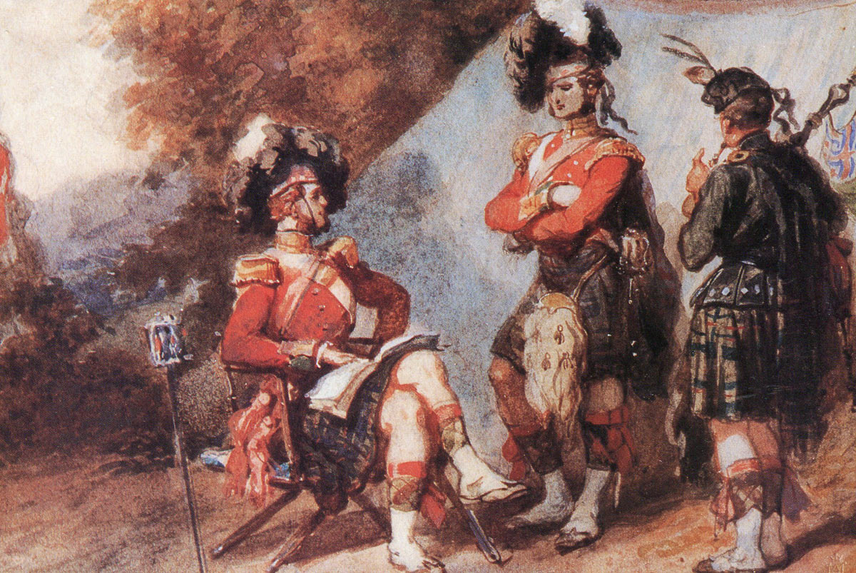 Officer, NCO and piper of the 93rd Highlanders: the Battle of the Alma on 20th September 1854 during the Crimean War