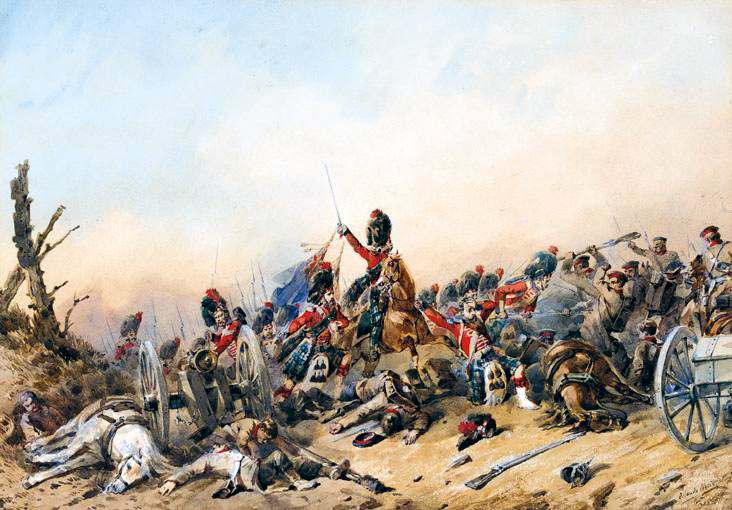 Black Watch at the Battle of the Alma on 20th September 1854 during the Crimean War: picture by Orlando Norie