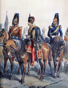 British cavalry in the Crimea: Battle of Balaclava on 25th October 1854 in the Crimean War: picture by Orlando Norie