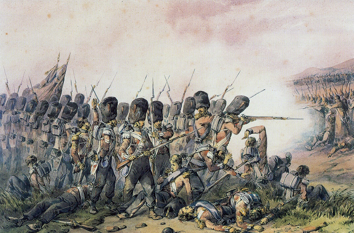 Coldstream Guards at the Battle of the Alma on 20th September 1854 during the Crimean War: picture by Orlando Norie