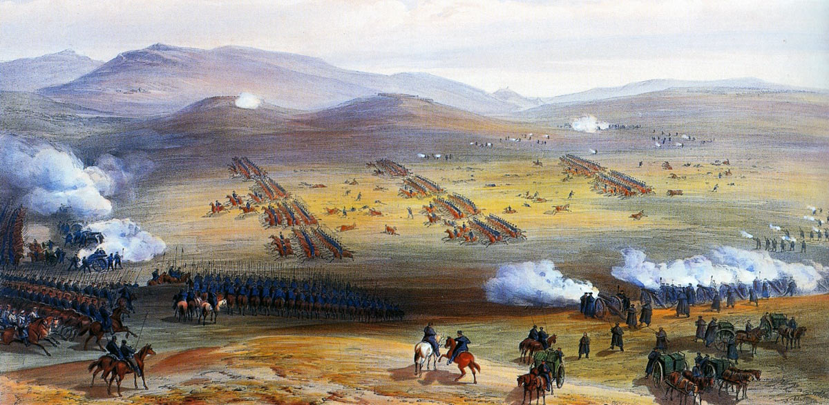 Charge of the Light Brigade at the Battle of Balaclava on 25th October 1854 in the Crimean War: picture by Simpson