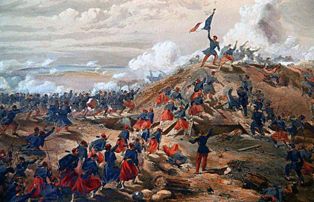 French troops storming the Mamelon on 7th June 1855: Siege of Sevastopol September 1854 to September 1855