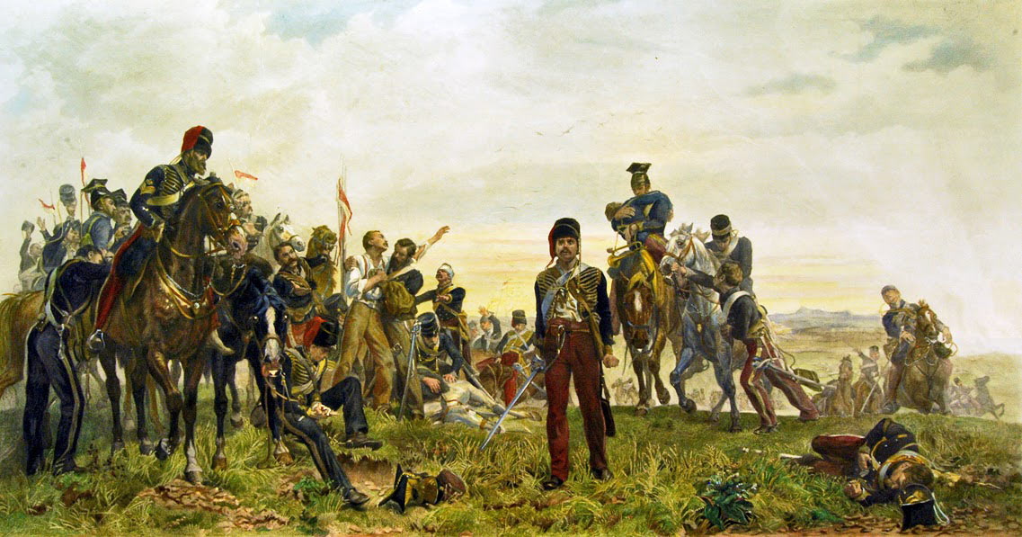 Survivors from the Charge of the Light Brigade at the Battle of Balaclava on 25th October 1854 in the Crimean War: picture by Lady Butler