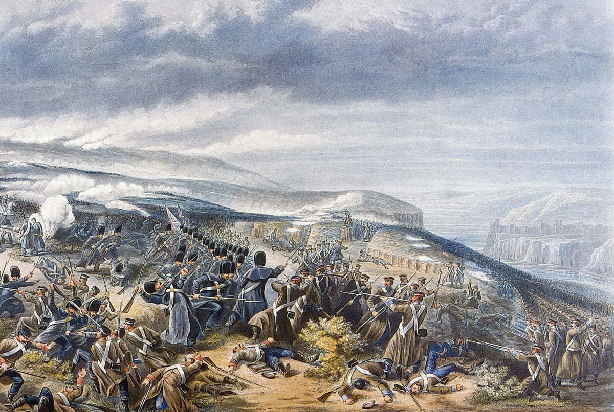 The Guards attacking the Sandbag Battery at the Battle of Inkerman on 5th November 1854 in the Crimean War