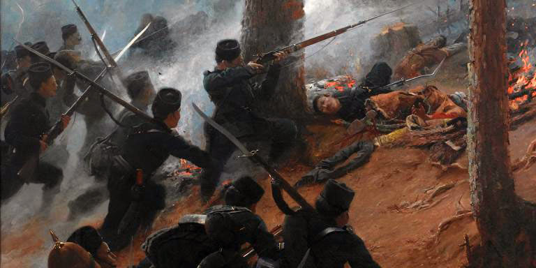 5th Gurkhas storming the Spingawi at the Battle of Peiwar Kotal on 2nd December 1878 in the Second Afghan War