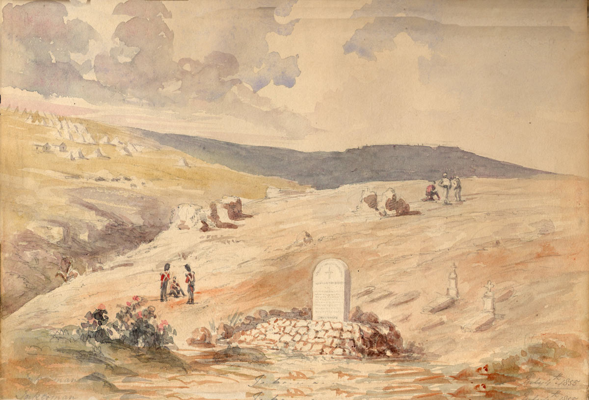 Graves from the Battle of Inkerman on 5th November 1854 in the Crimean War; picture by Lieutenant Colonel Dawkins of the Coldstream Guards