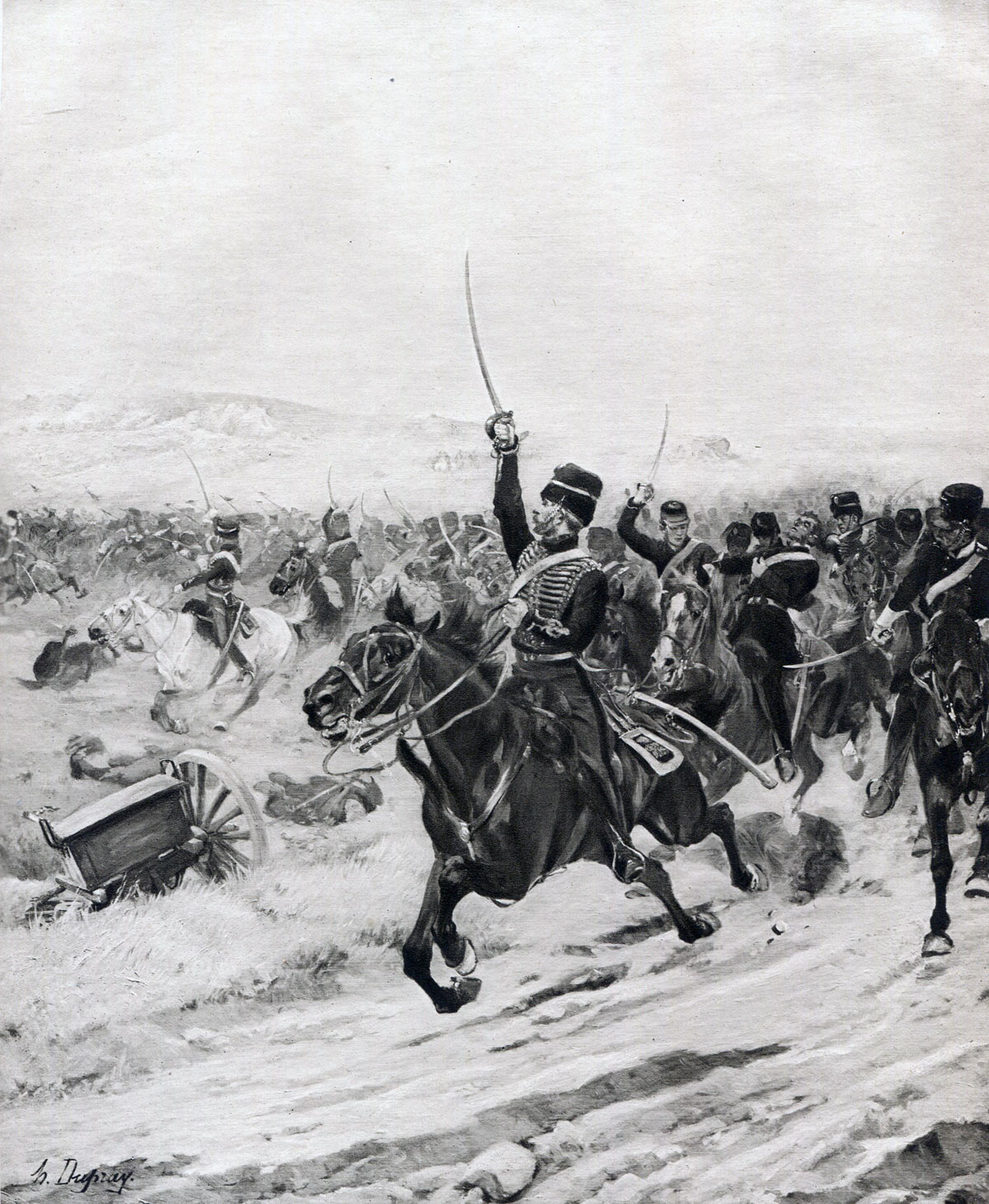 Charge of the Light Brigade at the Battle of Balaclava on 25th October 1854 in the Crimean War: picture by Henri Dupray