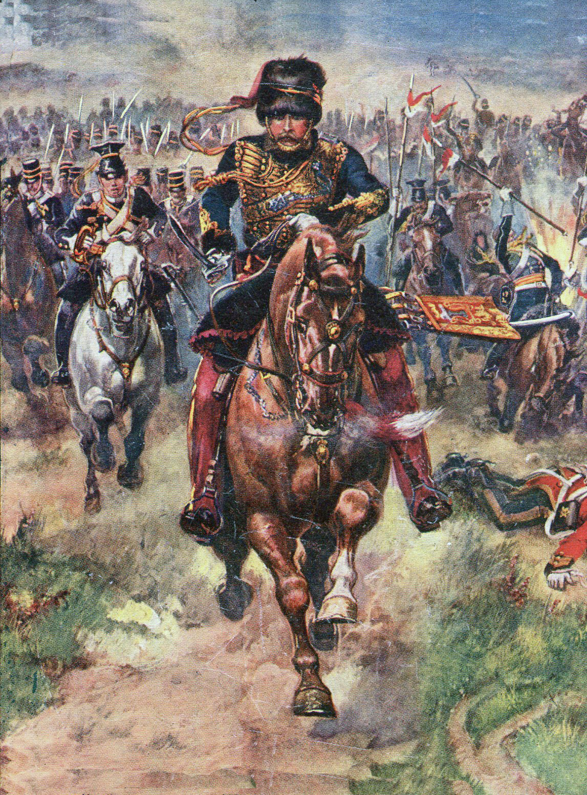 Lord Cardigan leading the Light Brigade at the Battle of Balaclava on 25th October 1854 in the Crimean War: picture by Harry Payne