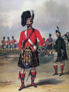 Officers of the 79th Highlanders: the Battle of the Alma on 20th September 1854 during the Crimean War: print by Ackermann