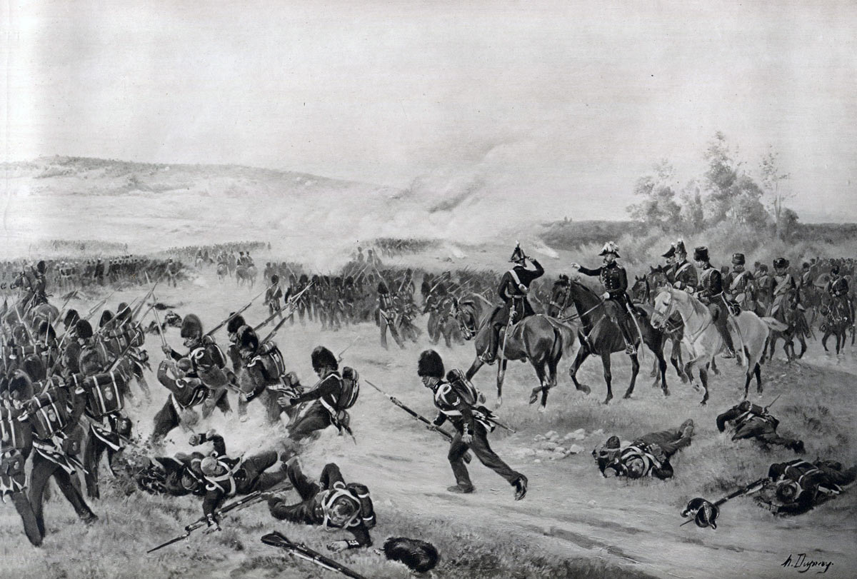 The British Guards advancing at the Battle of the Alma on 20th September 1854 during the Crimean War: picture by Henri Dupray