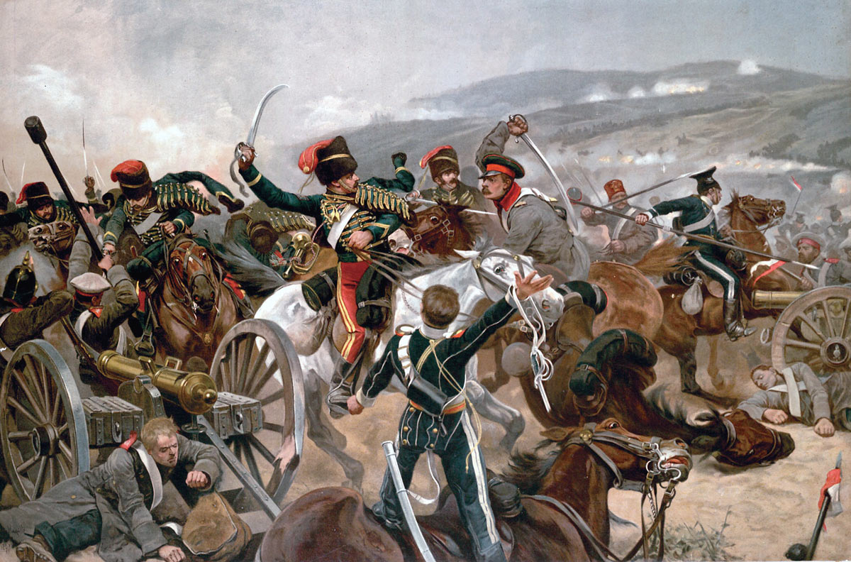 The Relief of the Light Brigade at the Battle of Balaclava on 25th October 1854 in the Crimean War: picture by Richard Caton Woodville