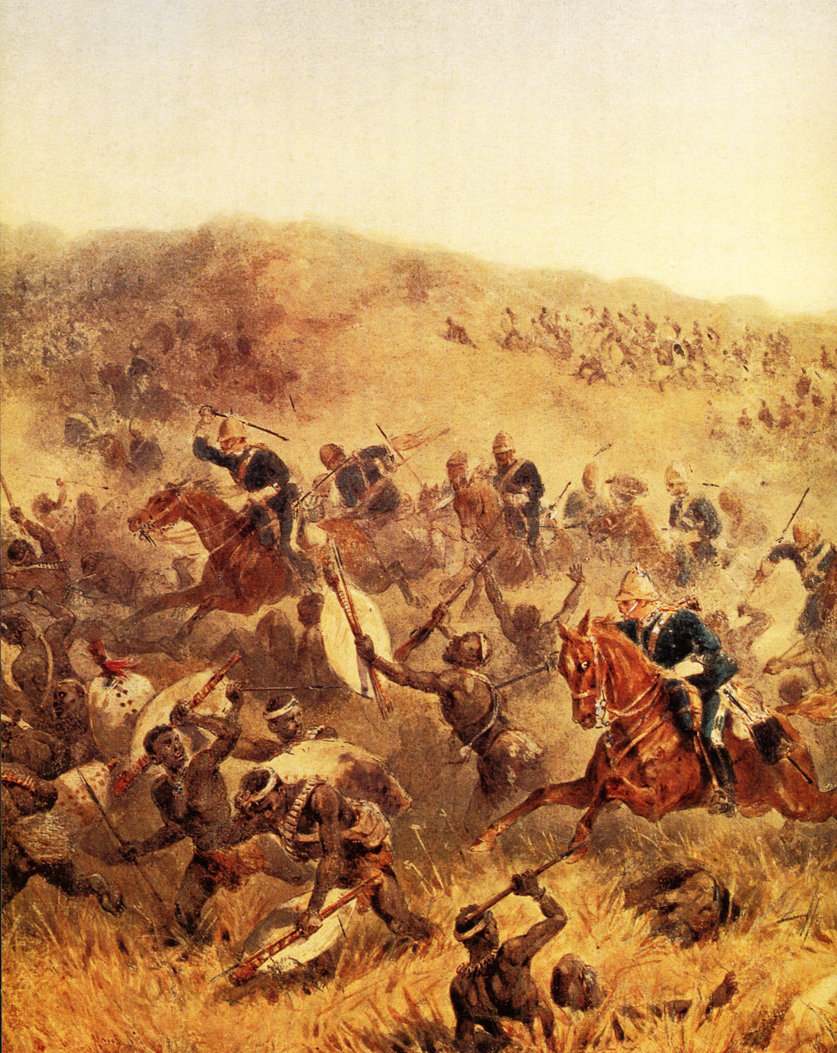 The Charge of the 17th Lancers at the Battle of Ulundi on 4th July 1879 in the Zulu War: picture by Orlando Norie