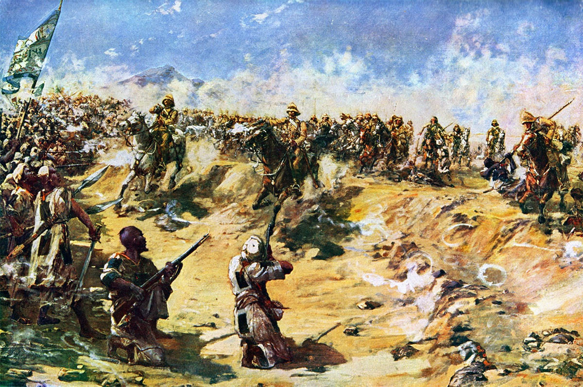 Charge of the 21st Lancers at the Battle of Omdurman on 2nd September 1898 in the Sudanese War: picture by E. Matthew Hale