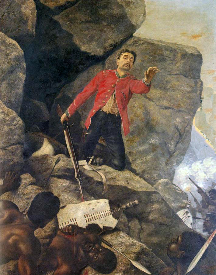 'The Last of the 24th' at the Battle of Isandlwana on 22nd January 1879 in the Zulu War: picture by Richard Thomas Moynan