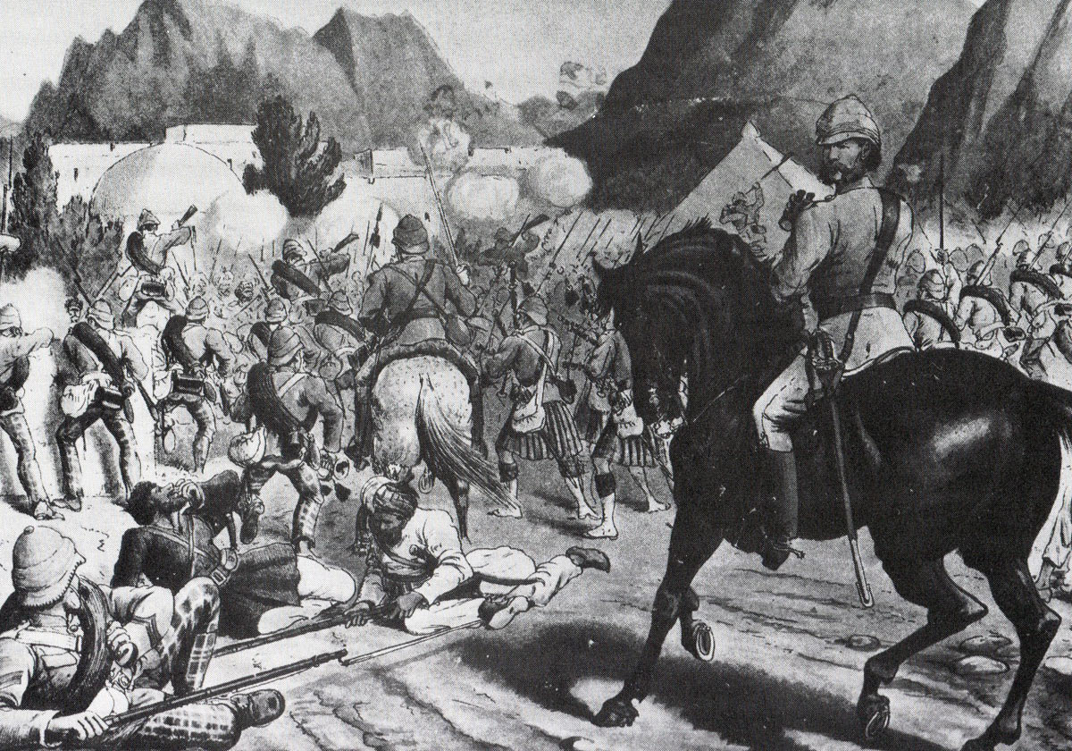 72nd Highlanders and 92nd Highlanders at the Battle of Kandahar on 1st September 1880 in the Second Afghan War: picture by Richard Simkin