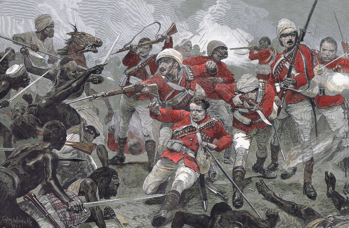 The Mahdists breaking into the British square at the Battle of Abu Klea on 17th January 1885 in the Sudanese War: picture by Richard Caton Woodville