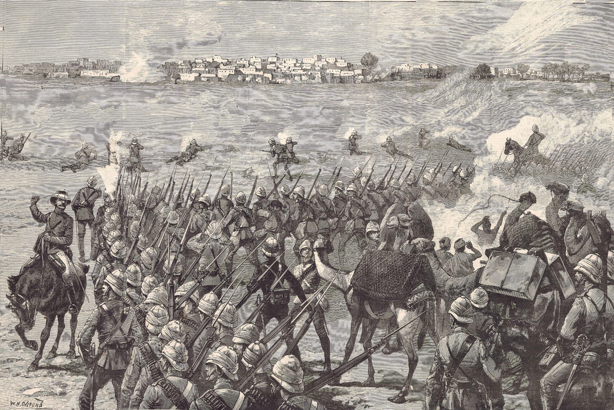 Battle at Gubat or Abu Kru, two days after the Battle of Abu Klea on 17th January 1885 in the Sudanese War: picture by W.H. Overend