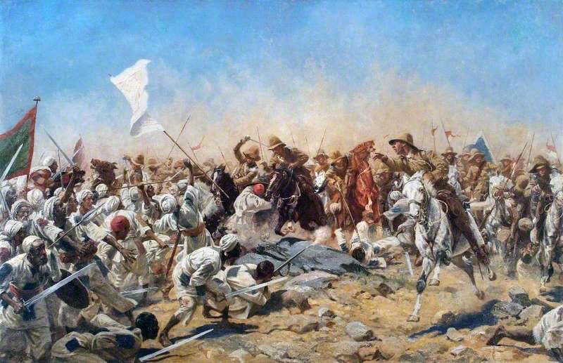 Charge of the 21st Lancers at the Battle of Omdurman on 2nd September 1898 in the Sudanese War: picture by William Barnes Wollen