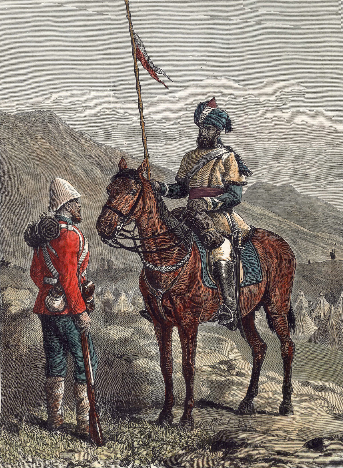 British infantryman and a Bengal Sowar: Battle of Ahmed Khel on 19th April 1880 in the Second Afghan War
