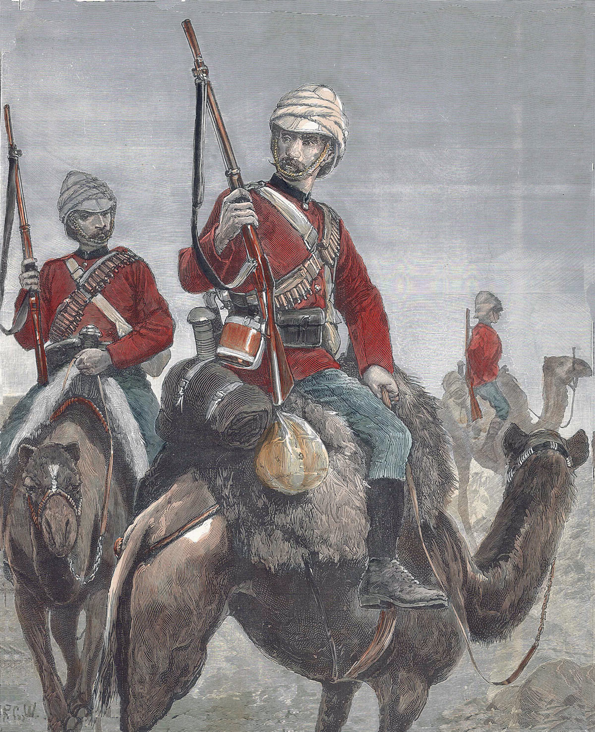 The British Camel Corps: Battle of Abu Klea on 17th January 1885 in the Sudanese War: picture by Richard Caton Woodville
