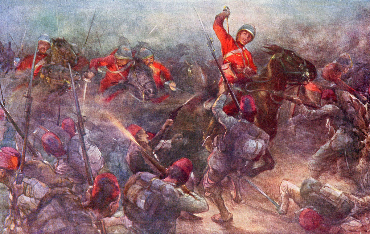 Drury-Lowe's cavalry at Kassassin: Battle of Tel-el-Kebir on 13th September 1882 in the Egyptian War: picture by Christopher Clark