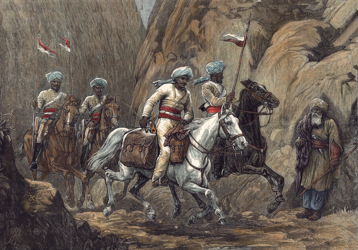 Courier on the road with his escort: Battle of Ahmed Khel on 19th April 1880 in the Second Afghan War