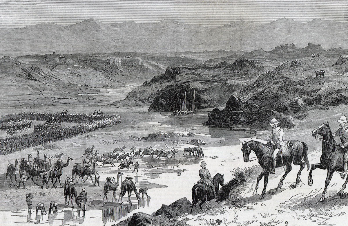 British troops drinking from the wells after the Battle of Abu Klea fought on 17th January 1884 in the Sudanese War