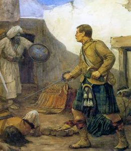 Drummer Roddick defending his officer during the Battle of Kandahar on 1st September 1880 in the Second Afghan War