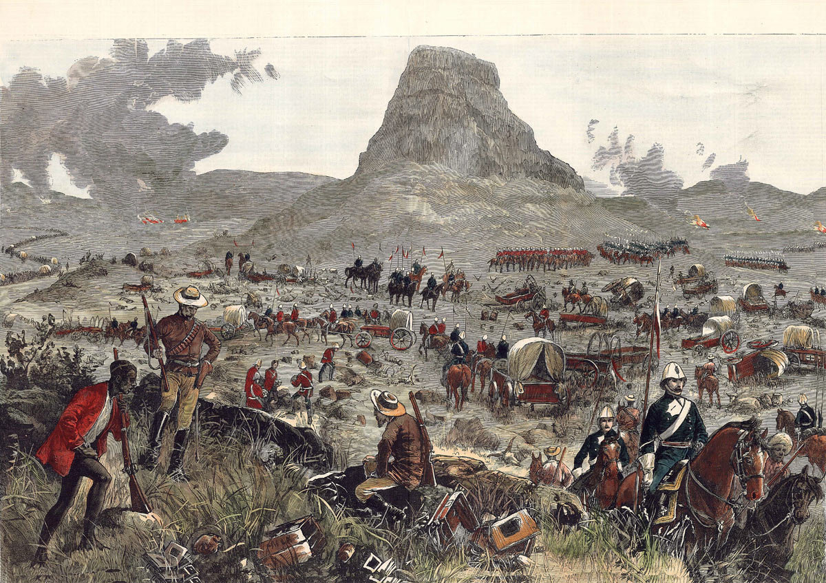 Lord Chelmsford's column fetching away the wagons after the Battle of Isandlwana on 22nd January 1879 in the Zulu War