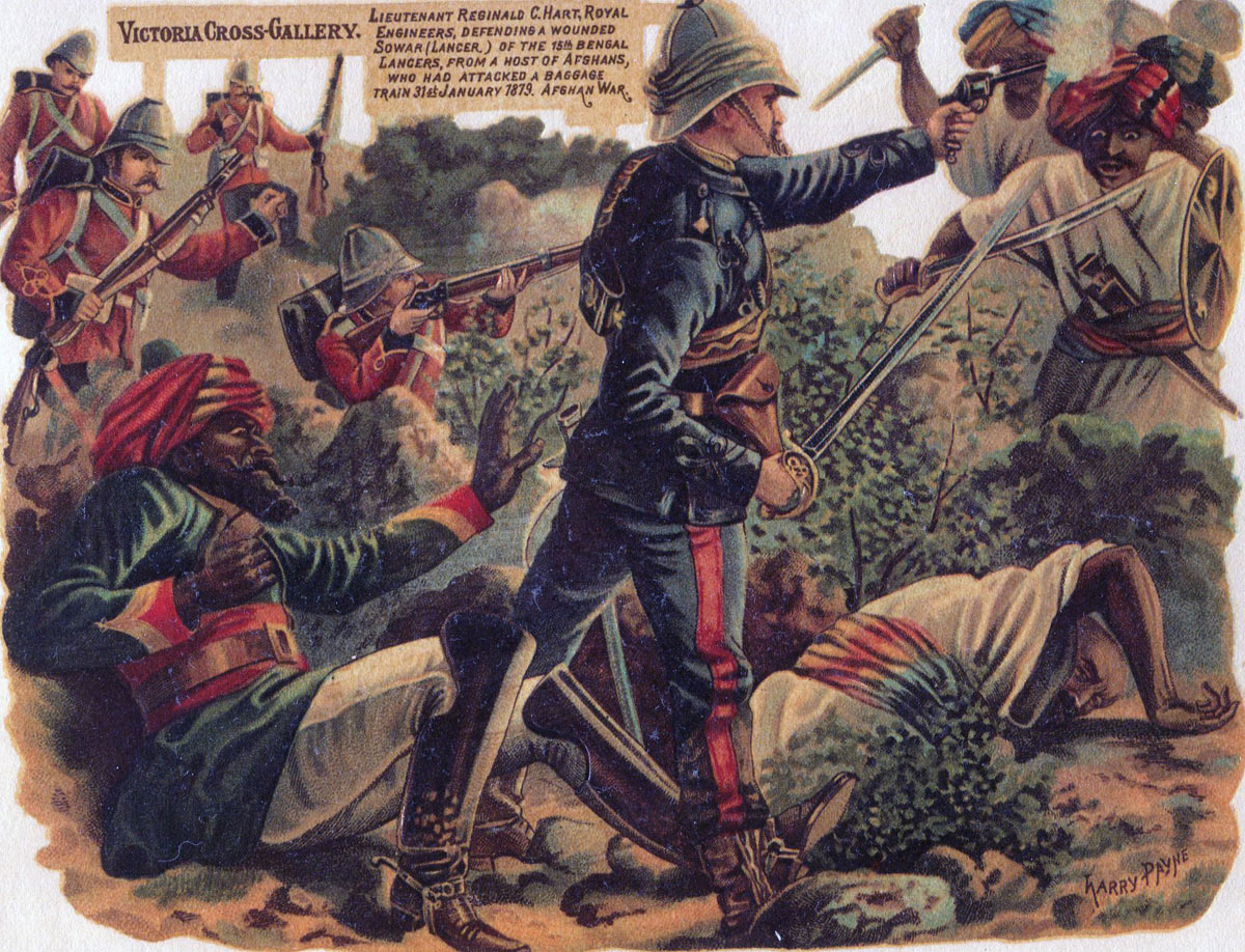 Lieutenant Hart Royal Engineers winning the VC: Battle of Charasiab on 9th October 1879 in the Second Afghan War: picture by Harry Payne