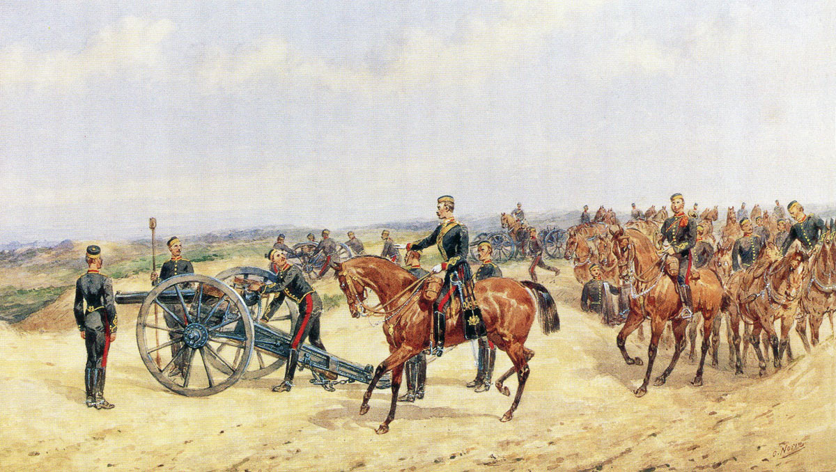 Royal Horse Artillery on exercise in England: Battle of Maiwand on 26th July 1880 in the Second Afghan War: picture by Orlando Norie