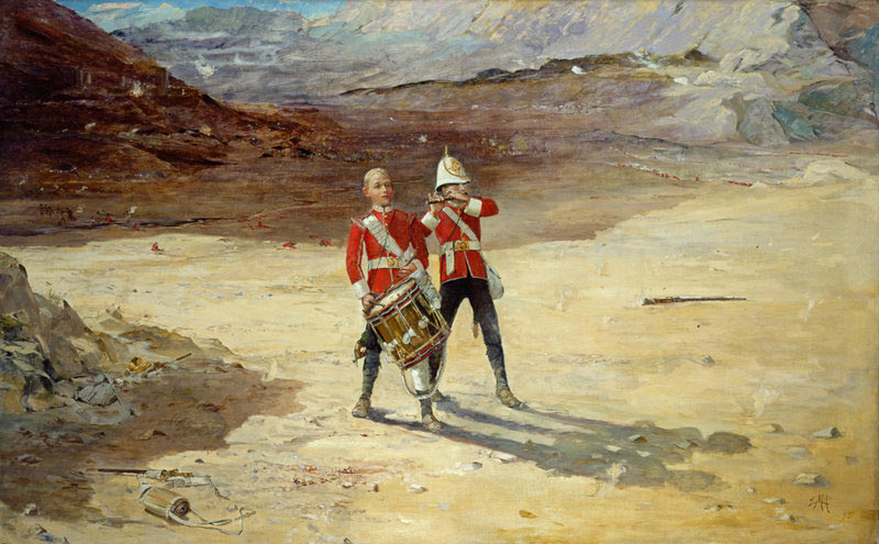 'The Drums of the Fore and Aft': Battle of Ahmed Khel on 19th April 1880 in the Second Afghan War: picture by Edward Matthew Hale
