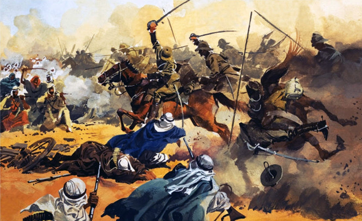 Charge of the 21st Lancers at the Battle of Omdurman on 2nd September 1898 in the Sudanese War: picture by Ferdinando Tacconi