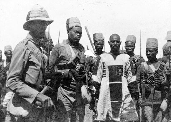 The Emir Mahmoud, the Mahdist commander, after his capture at the Battle of Atbara on 8th April 1898 in the Sudanese War