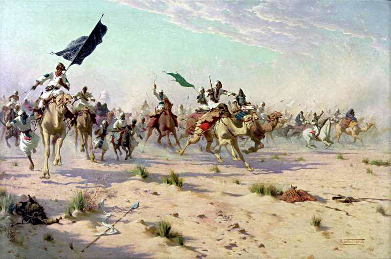 The flight of the Khalifa after the Battle of Omdurman on 2nd September 1898 in the Sudanese War