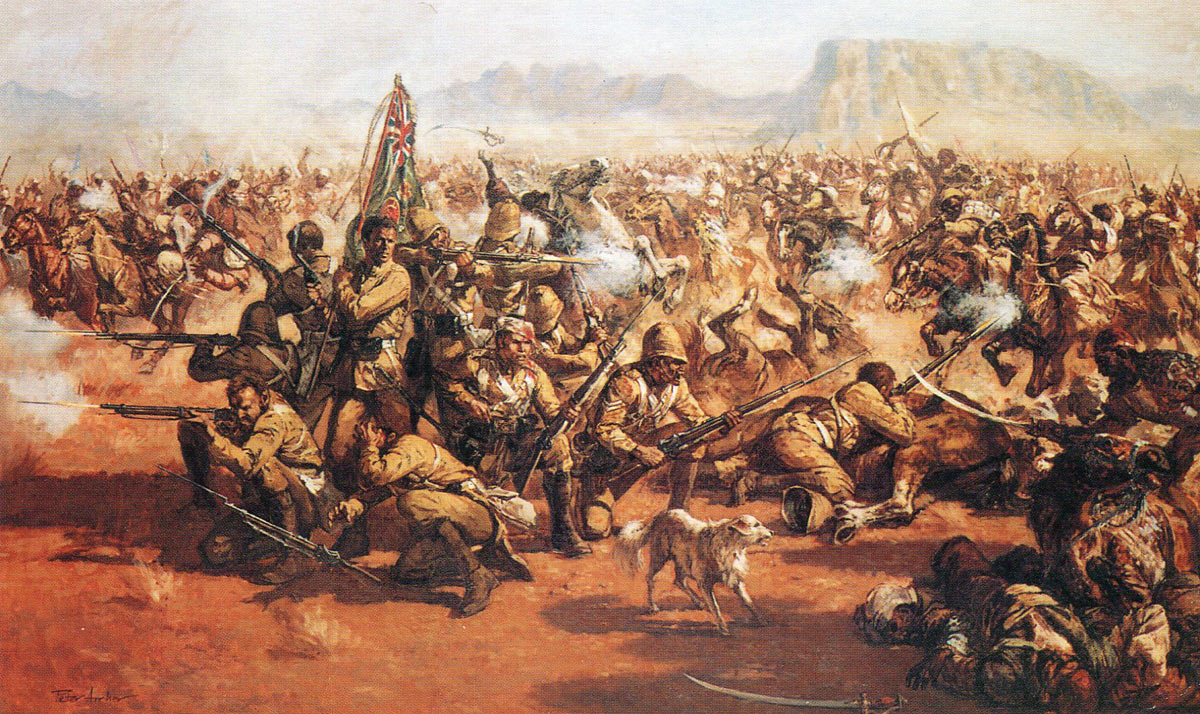 'The Eleven', the last stand of the 66th Regiment with Bobbie the dog at the Battle of Maiwand on 26th July 1880 in the Second Afghan War
