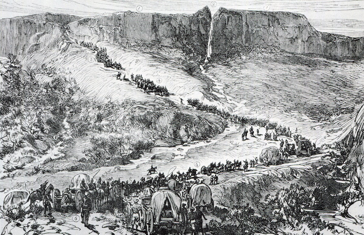 Number Three (Centre) Column on the march in Zululand: Battle of Isandlwana on 22nd January 1879 in the Zulu War