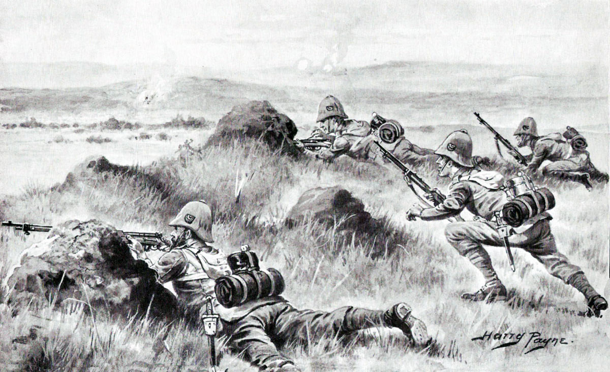 2nd King's Shropshire Light Infantry at the Battle of Paardeburg on 27th February 1900 in the Great Boer War: picture by Harry Payne