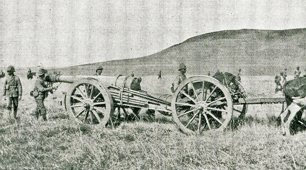 British Army 5 inch gun: Battles of Val Krantz and Pieters 5th to 28th February 1900 in the Great Boer War