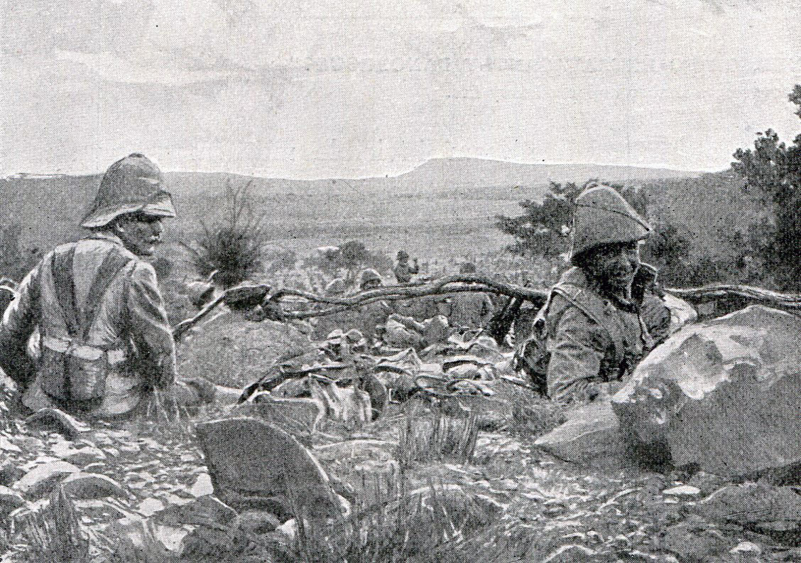 British troops waiting to attack at the Battles of Val Krantz and Pieters 5th to 28th February 1900 in the Great Boer War