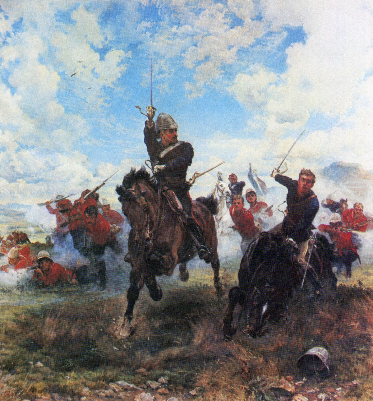 'Floreat Etona': 58th Regiment at the Battle of Laing's Nek on 28th January 1881 in the First Boer War: picture by Lady Butler: buy this picture